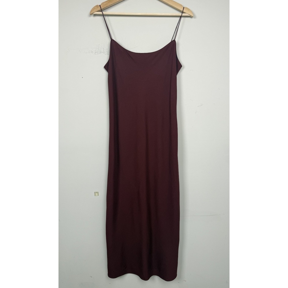 Theory Telson Rosina Crepe Slip Dress Spaghetti Straps Wine Burgundy Minimalist